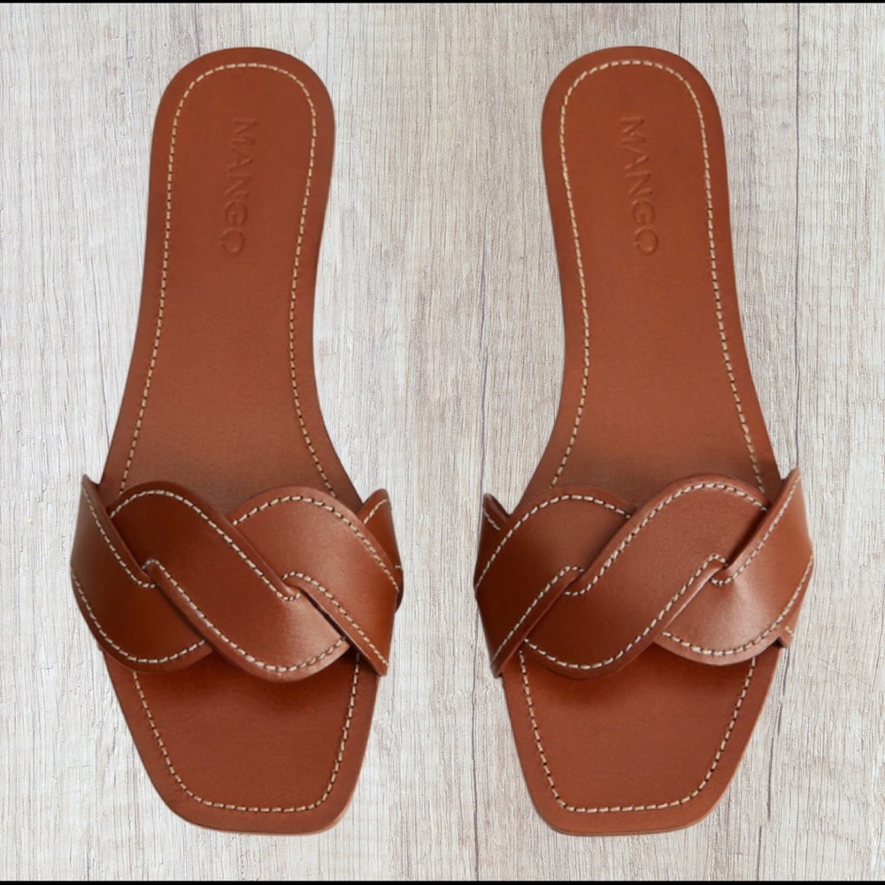 NWT Mango Leather braided sandals